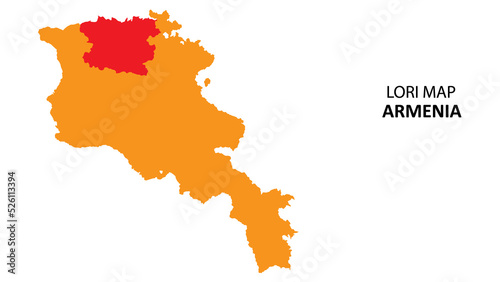 Lori State and regions map highlighted on Armenia map.