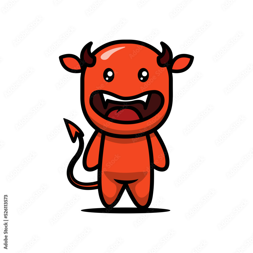 Fototapeta premium Cute kid with devil halloween mascot costume