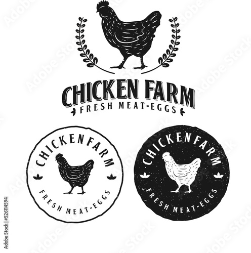 chicken silhouette vector for chicken farm logo