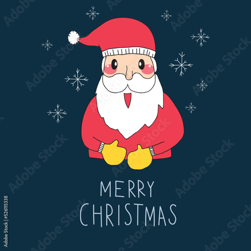 Merry Christmas greeting card with Santa Claus Vector