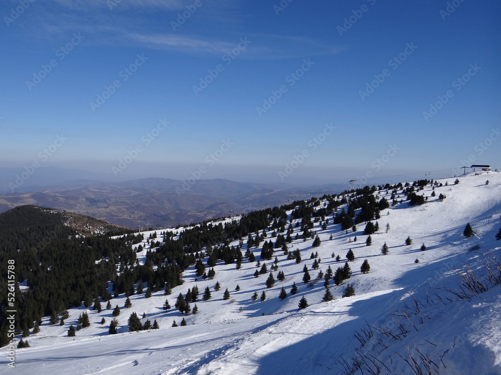 Mountain landscape during sunny winter