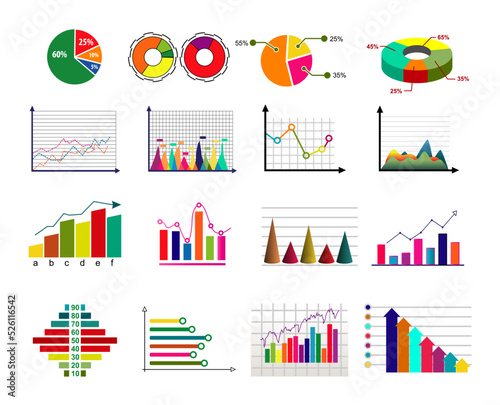 statistic diagram chart colorful. diagram chart graph elements vector business infographic diagram data template. colorful diagram and chart icons.
