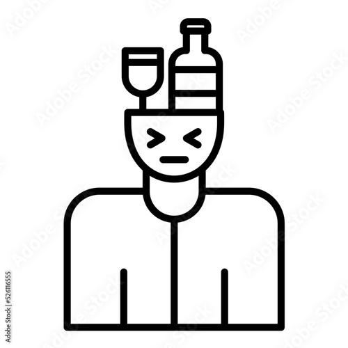 Alcohol Addiction Line Icon