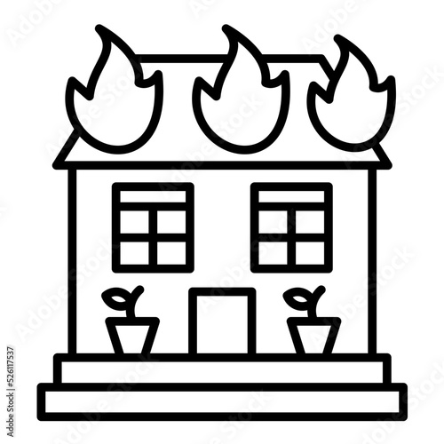 House On Fire Line Icon