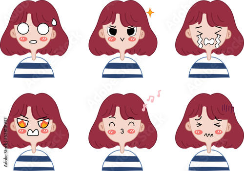 Set of cartoon avatar in various emotion.