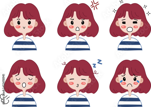 Set of cartoon avatar in various emotion.