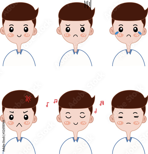 Set of cartoon avatar in various emotion.