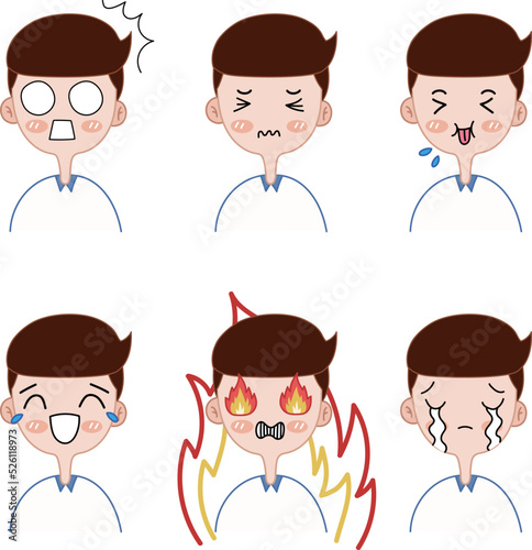Set of cartoon avatar in various emotion.
