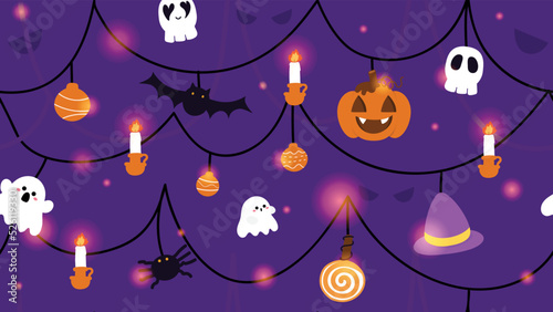 Set of Halloween Element Background. Halloween Seamless pattern Background 