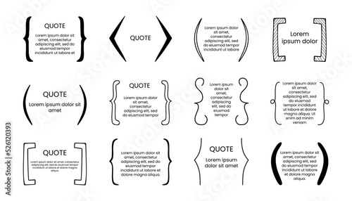 Hand drawn bracket frame. Brackets box template set. Curly braces, square and corner parentheses. punctuation shapes for messages and quotation. Communication symbols. Design elements, vector set