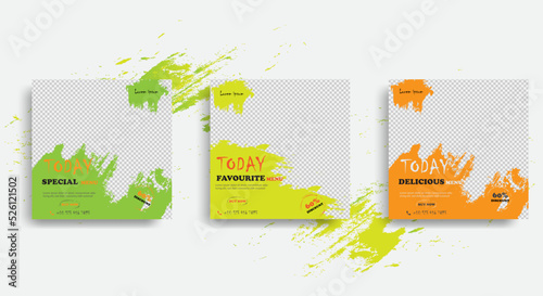 Social media post design template set. delicious burger and food post design. food post design template set.