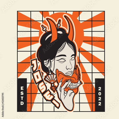 geisha woman girl Chine Japan character, it can be use for shirt design or poster