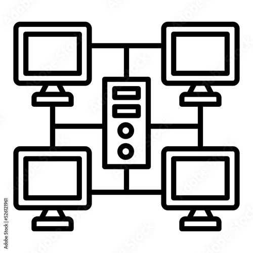 Grid Computing Line Icon