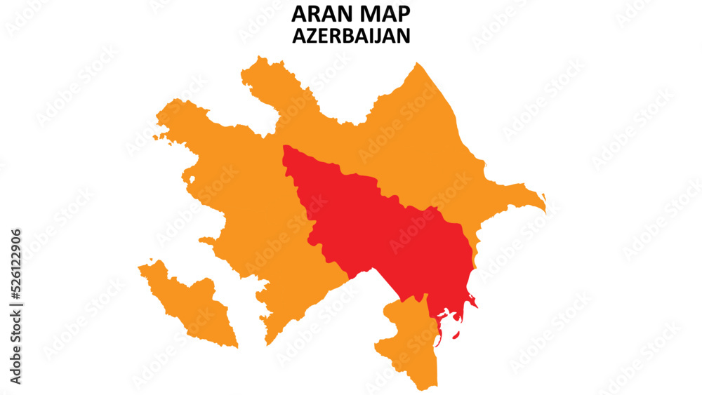 Aran State and regions map highlighted on Azerbaijan map. Aran State and regions map highlighted on Azerbaijan map.