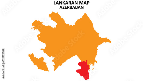 Lankaran State and regions map highlighted on Azerbaijan map.