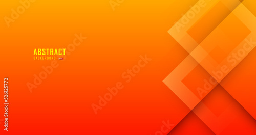 Abstarct orange gradient background with creative square shape with shadow