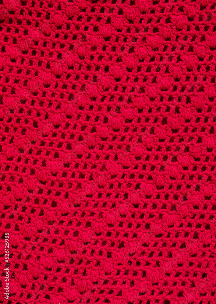 Seamless red crochet texture with popcorn pattern. Seamless red crochet texture with popcorn pattern.