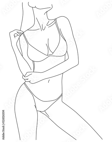 The silhouette of the body is a line. Female silhouette.