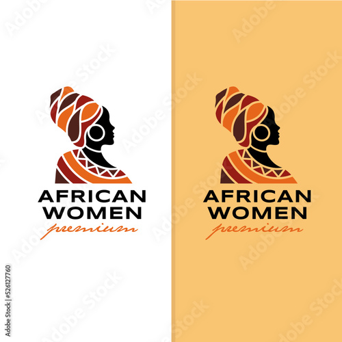 black beautiful african woman illustration logo