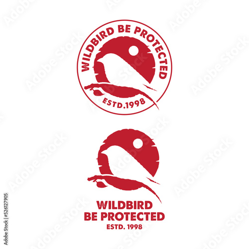 emblem with silhouette bird illustration for bird protection logo