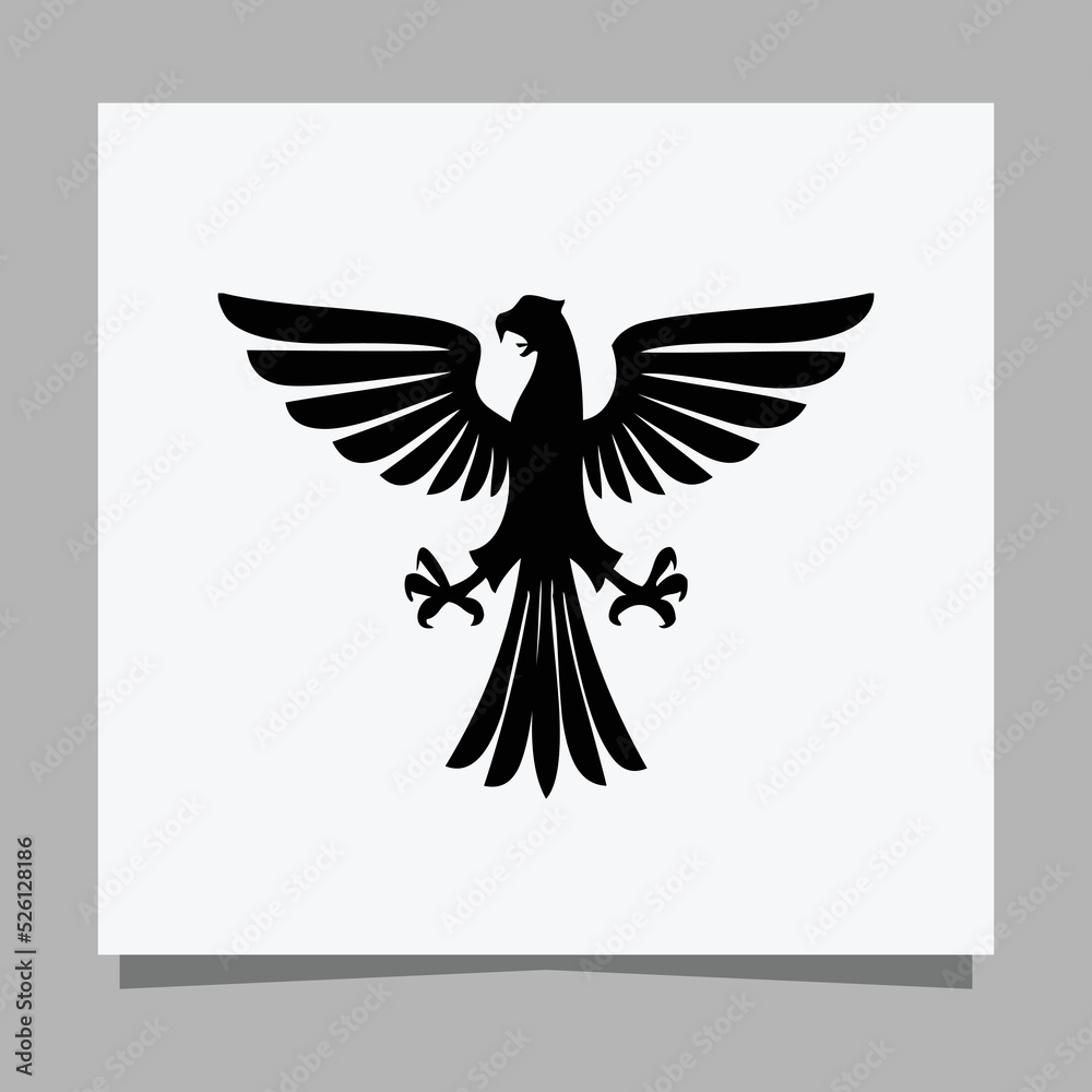 Naklejka premium Vector illustration of a black eagle on white paper which is perfect for logos, business cards, emblems and icons