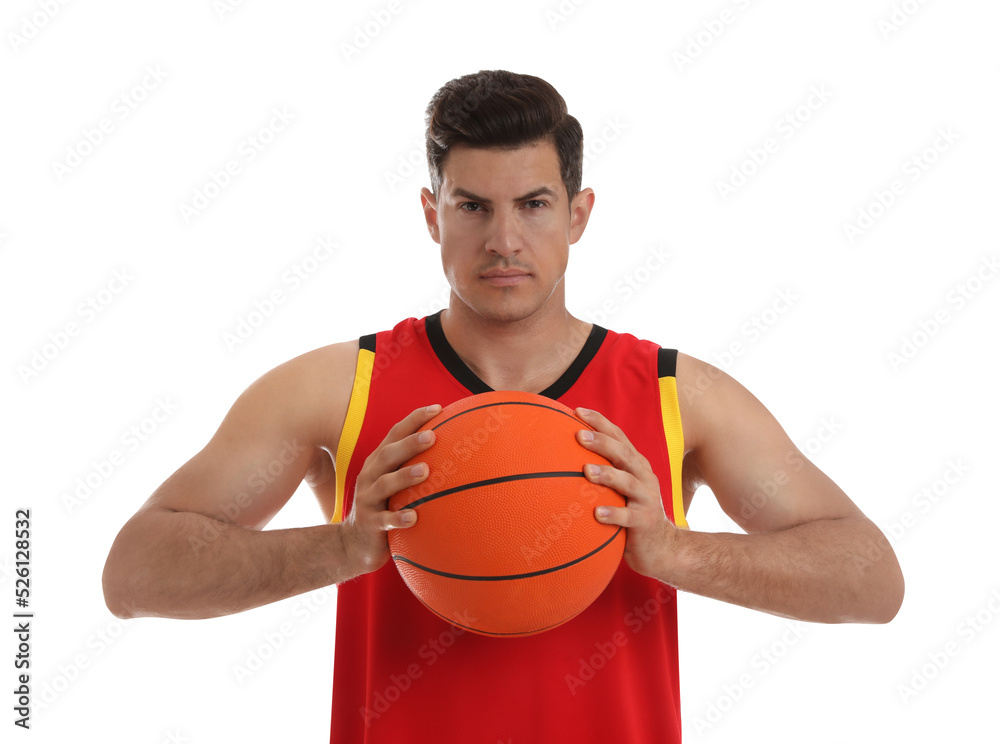 Basketball player with ball on white background Basketball player with ball on white background