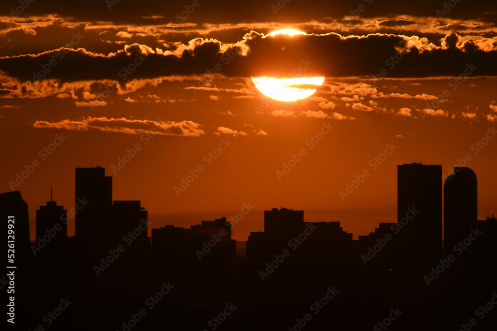 Denver, CO skyline at sunrise