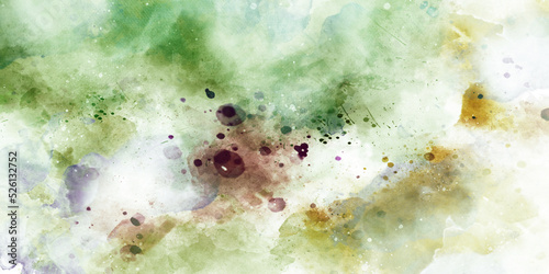 background of warm watercolor abstract painting. Watercolor abstract pink, green and mint grunge background with black spots. Green and blue texture with watercolor stains and powder spray.  © Creative Design