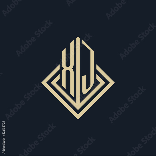 Initials XJ logo rhombus lines shape style, luxury modern real estate logo design photo