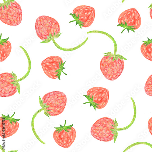 Fototapeta Naklejka Na Ścianę i Meble -  minimalistic strawberry pattern on white background