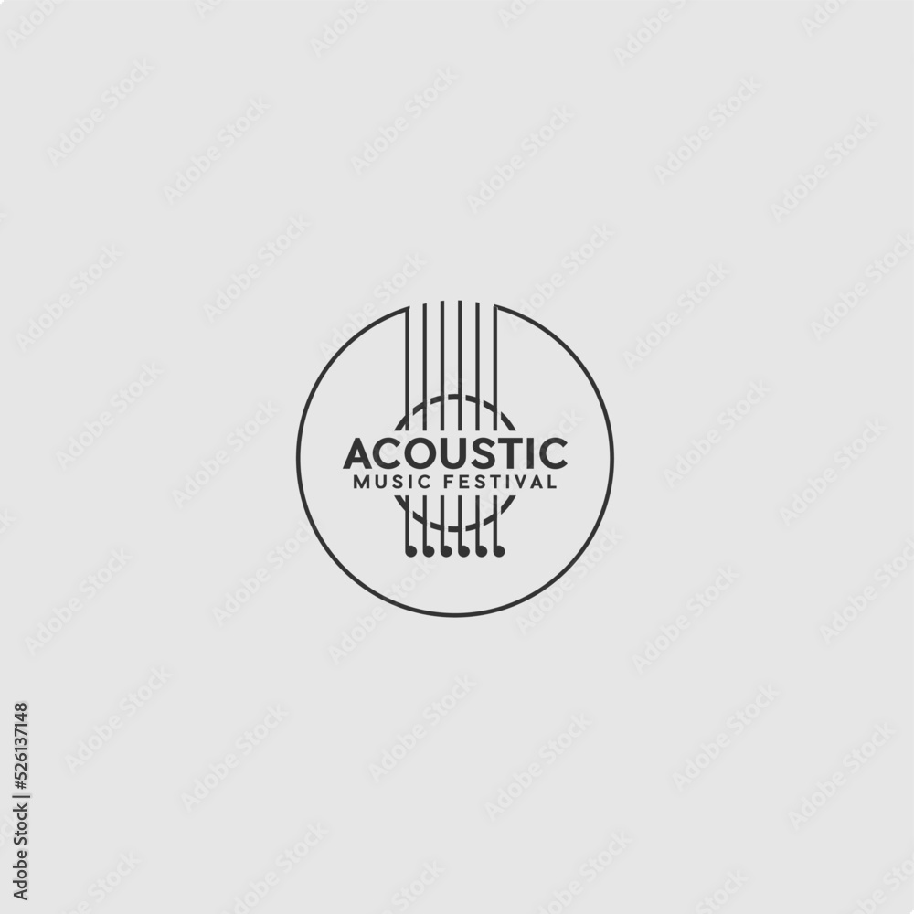 guitar illustration in circle for acoustic music studio logo