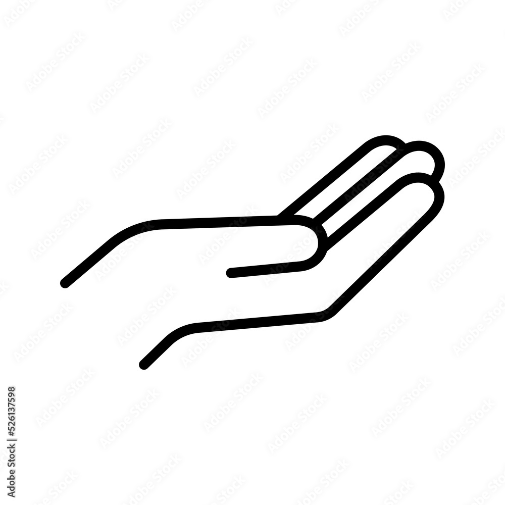 Fototapeta premium Hand receiving icon. Opened hand of symbol of receiving.
