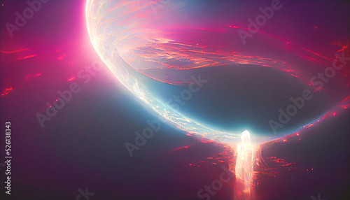 Photo 3D render massive cosmic portal with holographic color, Beautiful HD wallpaper