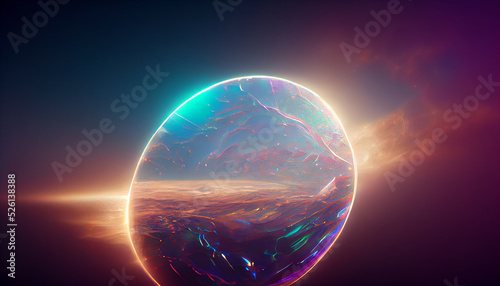 3D render massive cosmic portal with holographic color, Beautiful HD wallpaper.