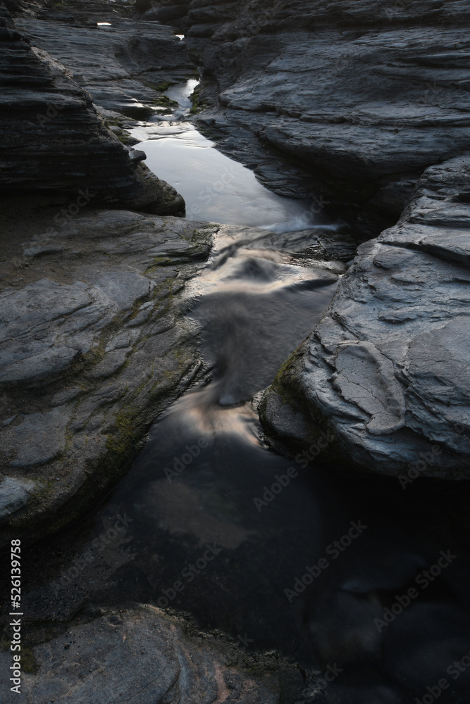 Slate and stream at Trebarwith Strand Cornwall Slate and stream at Trebarwith Strand Cornwall