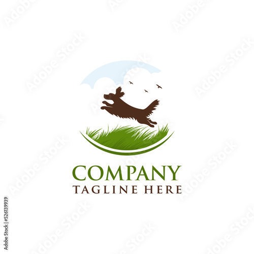 dog and meadow vector for your pet logo