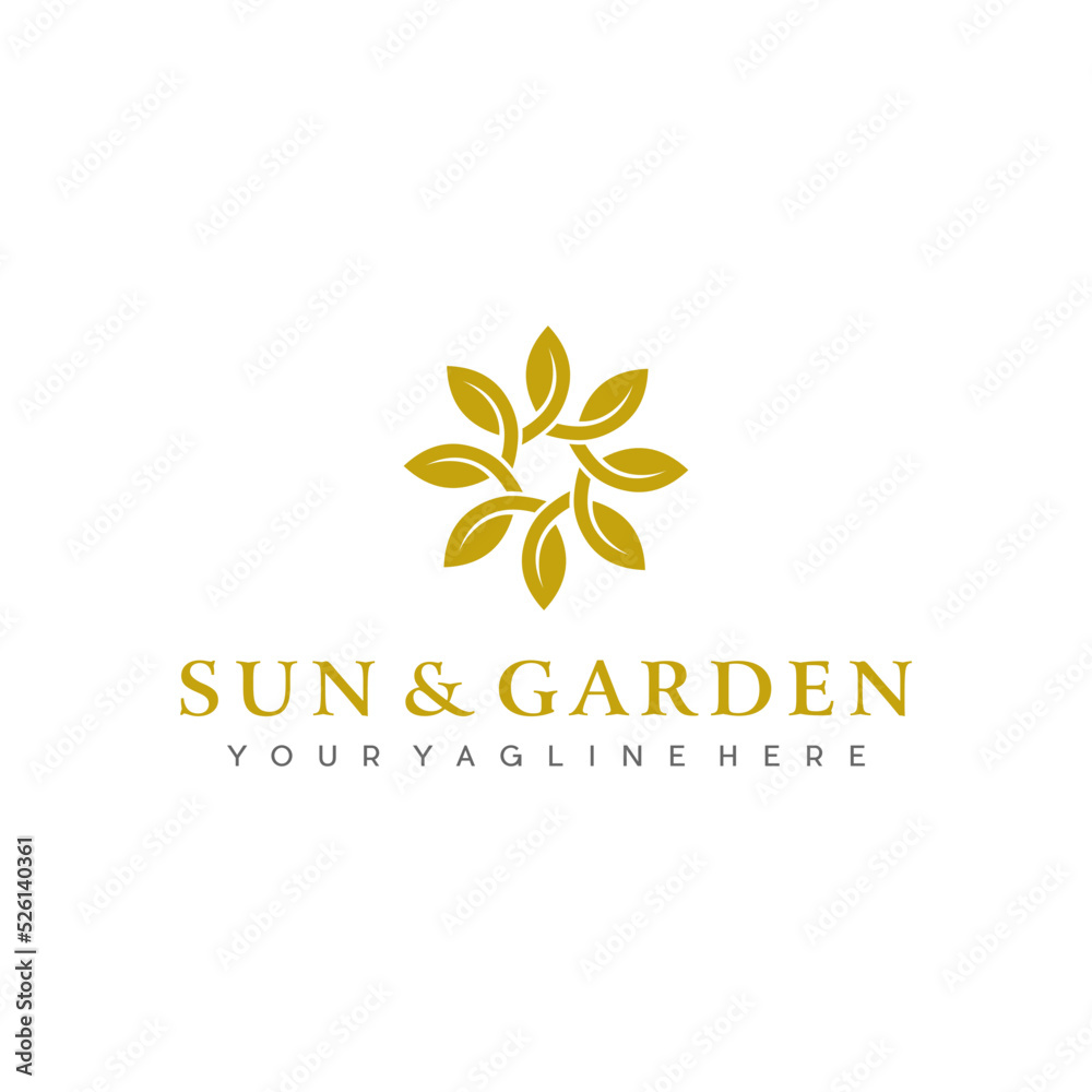 sun and leaf abstract illustration for your garden business logo sun and leaf abstract illustration for your garden business logo