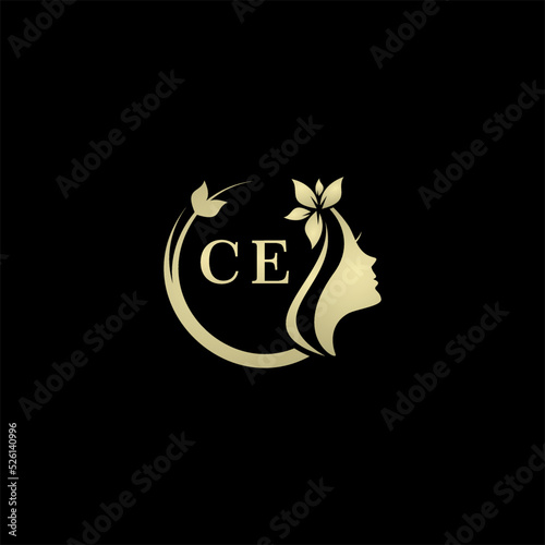 Initial letter CElogo for women's care and beauty. the concept of a face that looks feminine for your business photo