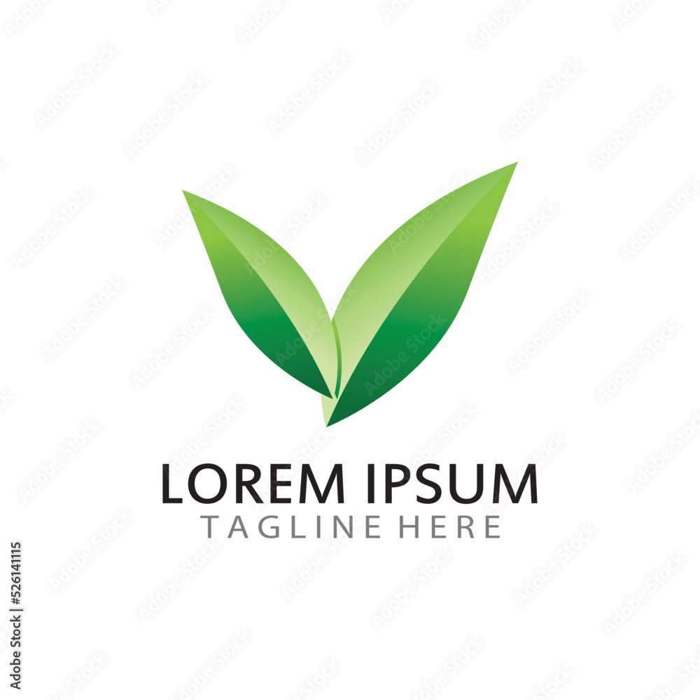 Obraz premium natural green leaf logo icon template