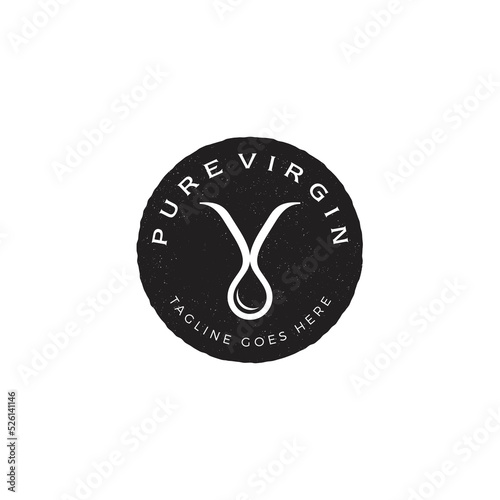 Pure virgin oil logo with initials V and water drops