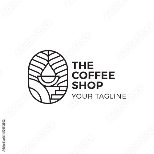 line art coffee logo template premium vector