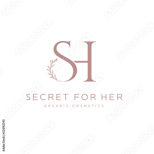 Beauty monogram logo with initial SH from the word secret woman