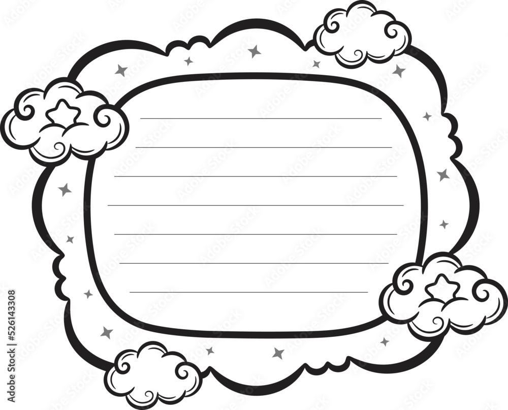 cloud frame note letter for writing sketch for coloring Stock Vector ...