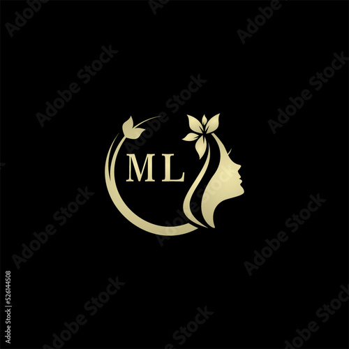 Initial letter MLlogo for women's care and beauty. the concept of a face that looks feminine for your business photo