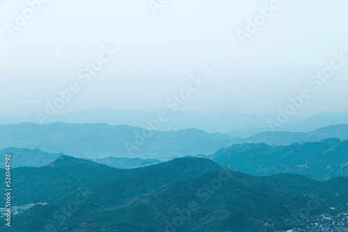 mountain, landscape, mountains, nature, sky, sunset, fog, sunrise, blue, morning, hill, view, sun, clouds, mist, forest, cloud, hills, horizon, range, layers, valley, silhouette, light, dawn © may