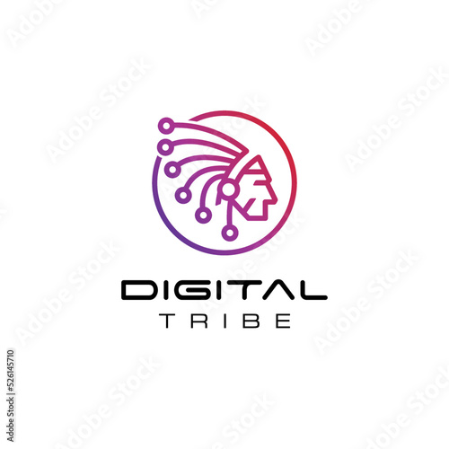 Digital tribe illustration logo Premium Vector
