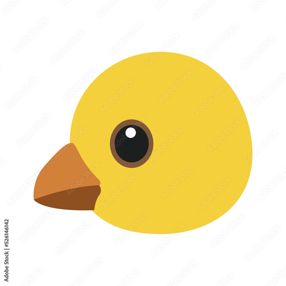 Yellow baby chick vector head bird animal cute emoji illustration