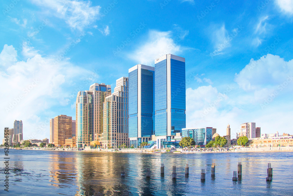 Beautiful view of the Nile embankment in the center of Cairo, Egypt