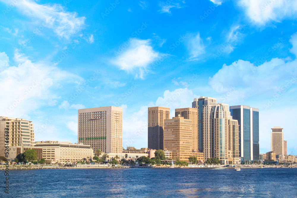 Fototapeta premium Beautiful view of the Nile embankment in the center of Cairo, Egypt
