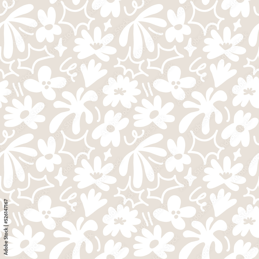 Abstract seamless pattern with cute hand drawn meadow flowers. Stylish natural background. Hand drawn design elements. Abstract seamless pattern with cute hand drawn meadow flowers. Stylish natural background. Hand drawn design elements.